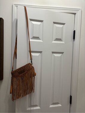 Wrangler Tan Fringe Crossbody Bag